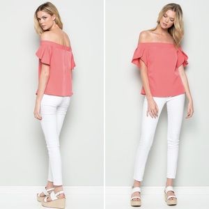 NWT Coral off the shoulder Top